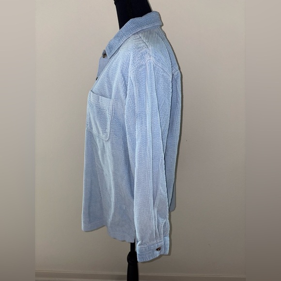L.L. Bean Light Blue Corduroy Long Sleeve Button-up Top - Size L - Picture 3 of 5